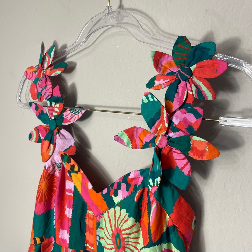 Farm Rio Pleated Palm Midi Dress Tropical - Picture 11 of 16